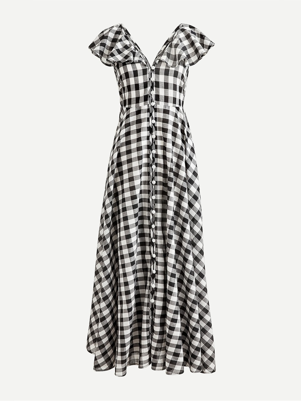 J.Crew Gingham Button Up Ruffle Dress Size Large 100% Cotton